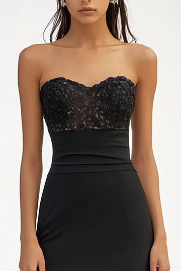 Robe longue formelle noire Sweetheart